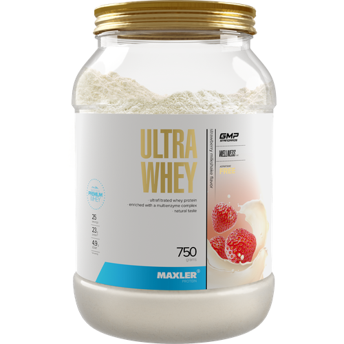 Протеин Maxler Ultra Whey, 750 гр., клубничный молочный коктейль протеин сывороточный maxler ultra whey 750 г латте макиато