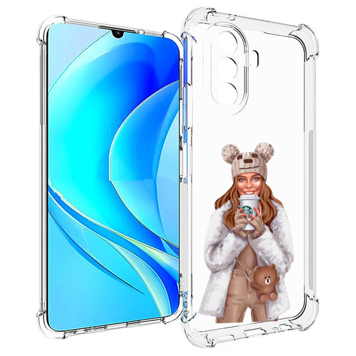 Чехол MyPads Девушка-с-кофе-старбакс женский для Huawei Nova Y70 / Nova Y70 Plus (MGA-LX9N) / Huawei Enjoy 50 задняя-панель-накладка-бампер чехол mypads любительница кофе для huawei nova y70 nova y70 plus mga lx9n huawei enjoy 50 задняя панель накладка бампер