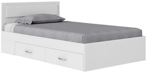 Кровать односпальная с ящиками РЭД 90х200 (настил ДСП), Белый матовый