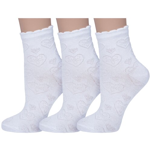 Комплект из 3 пар детских носков наше Смоленской чулочной фабрики рис. 8, белые №0, размер 18-20