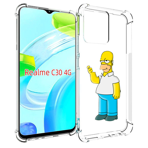 чехол mypads барт симпсон довольный для realme c30 4g narzo 50i prime задняя панель накладка бампер Чехол MyPads гомер-симпсон для Realme C30 4G / Narzo 50i Prime задняя-панель-накладка-бампер