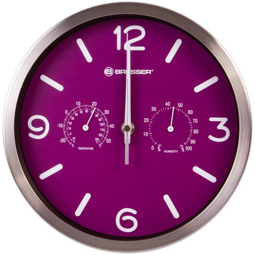 Часы настенные Bresser MyTime ND DCF ThermoHygro 25 см фиолетовые 484100₽