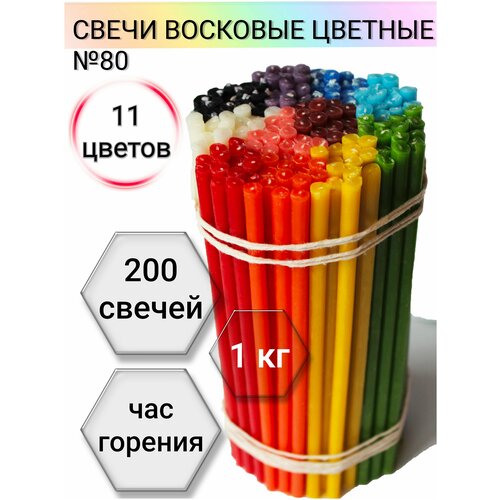 Набор восковых цветных свечей №120 99 штук. Свечи восковые, церковные, цветные, магические.