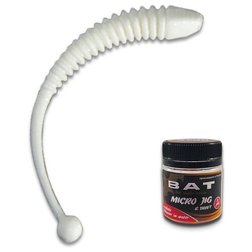 Cиликоновые приманки для рыбалки микроджиг ВАТ ZON worm 50мм, аромат: краб, цвет: белый, 8 шт.