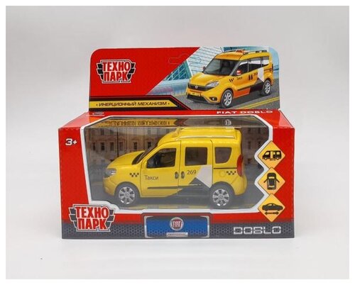 Такси ТЕХНОПАРК Fiat Doblo, DOBLO-12TAX-YE 1:43, 12 см, желтый