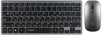 Клавиатура + мышь Qumo Paragon K15/M21, беспроводная, USB, черный/серебристый (23892)