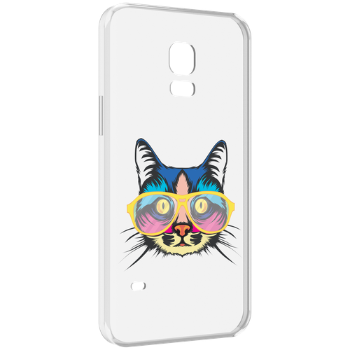 Чехол MyPads кот-в-очках-с-желтой-оправой для Samsung Galaxy S5 mini задняя-панель-накладка-бампер