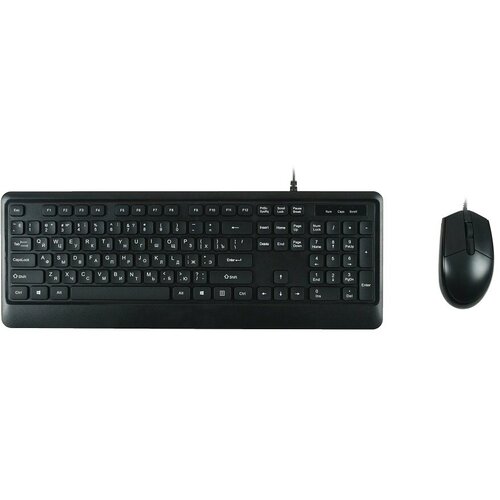 Комплект клавиатура+мышь/ Keyboard/mouse set MK120, USB wired, 104 кл, 1000DPI, 1.8m, black, Foxline MK120