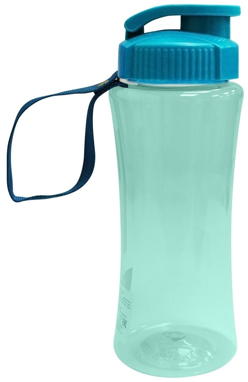 Бутылка для воды с ремешком, цвет голубой, 500 мл
