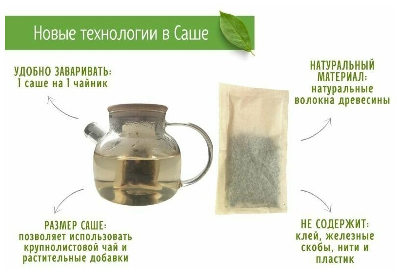 Чай пакетированный зеленый, Камлёвъ,"Фиточай", 50 шт. по 6 г - фотография № 3