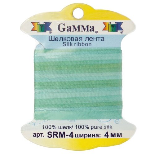 Gamma шелковая лента SRM-4 4 мм 9.1 м +- 0.5 м M020 св.зеленый/зеленый