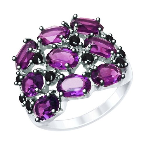 фото Серебряное кольцо sokolov 94012683 с фианитом и кристаллом swarovski, размер 17 diamant-online