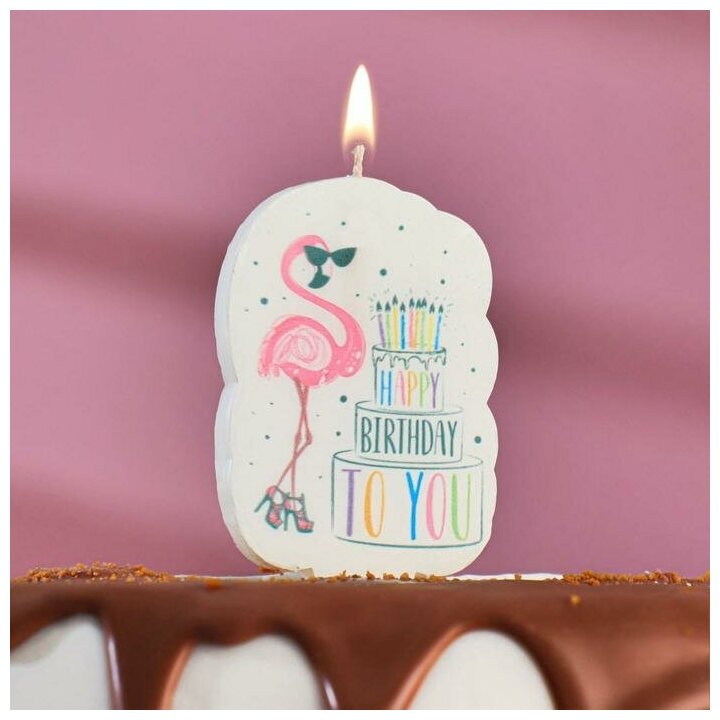 Свеча для торта "Гламурный фламинго", 5×8.5 см