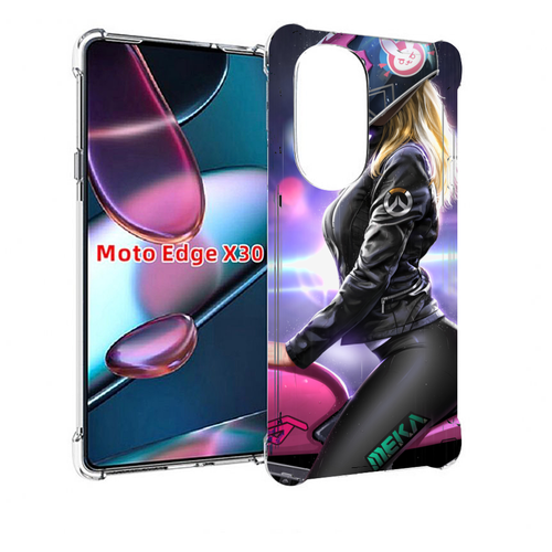 Чехол MyPads девушка на мотоцикле неон женский для Motorola Moto Edge X30 задняя-панель-накладка-бампер