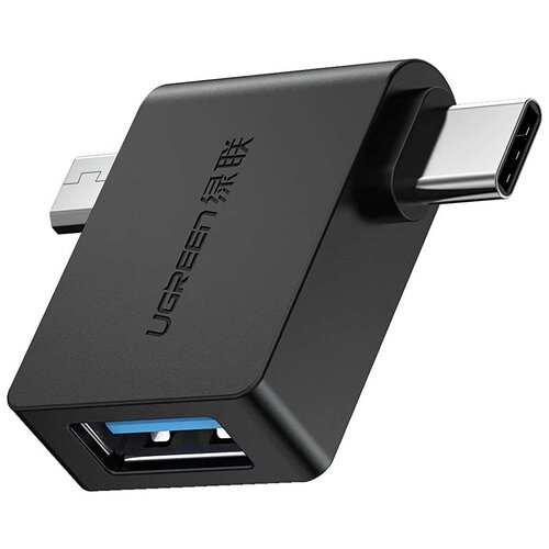Переходник/адаптер UGreen 2 in 1 USB - microUSB/USB Type-C (30453), 0.32 м, 1 шт., черный