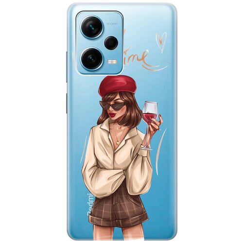 Силиконовый чехол с принтом Wine Time для Xiaomi Redmi Note 12 Pro / Note 12 Pro+ / Note 12 Explorer Edition чехол книжка на xiaomi redmi note 12 pro note 12 pro note 12 explorer edition с рисунком бабочки акварелью золотой