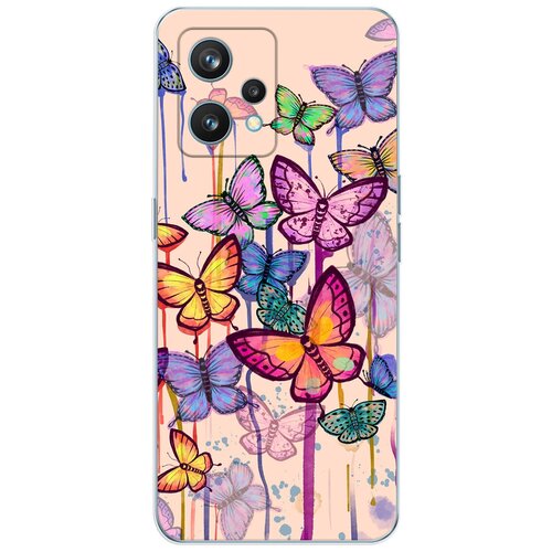 Силиконовый чехол Mcover на Realme 9 Pro + с рисунком Бабочки разноцветные Акварелью силиконовый чехол mcover на apple iphone 14 pro с рисунком бабочки разноцветные акварелью