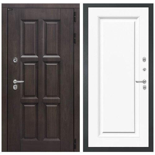 Входная уличная дверь для дома с терморазрывом LONDON с внутренней белой панелью 27 эмаль RAL 9003, размер по коробке 960х2050, левая