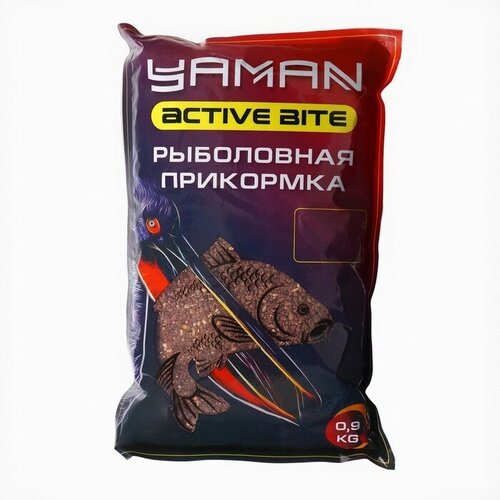 прикормка yaman active bite карась чеснок 900 г 15 Прикормка Yaman Active Bite Карп-Карась Big Fish, цвет коричневый, 900 г