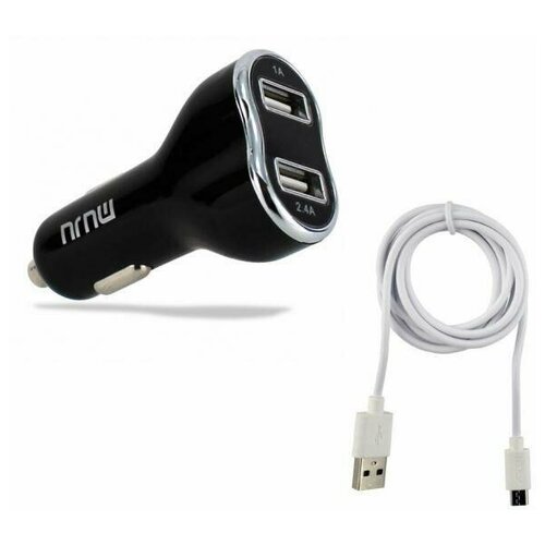MUJU MJ-C10 зарядка в прикуриватель авто USB + кабель Micro USB (5B,2400mA)