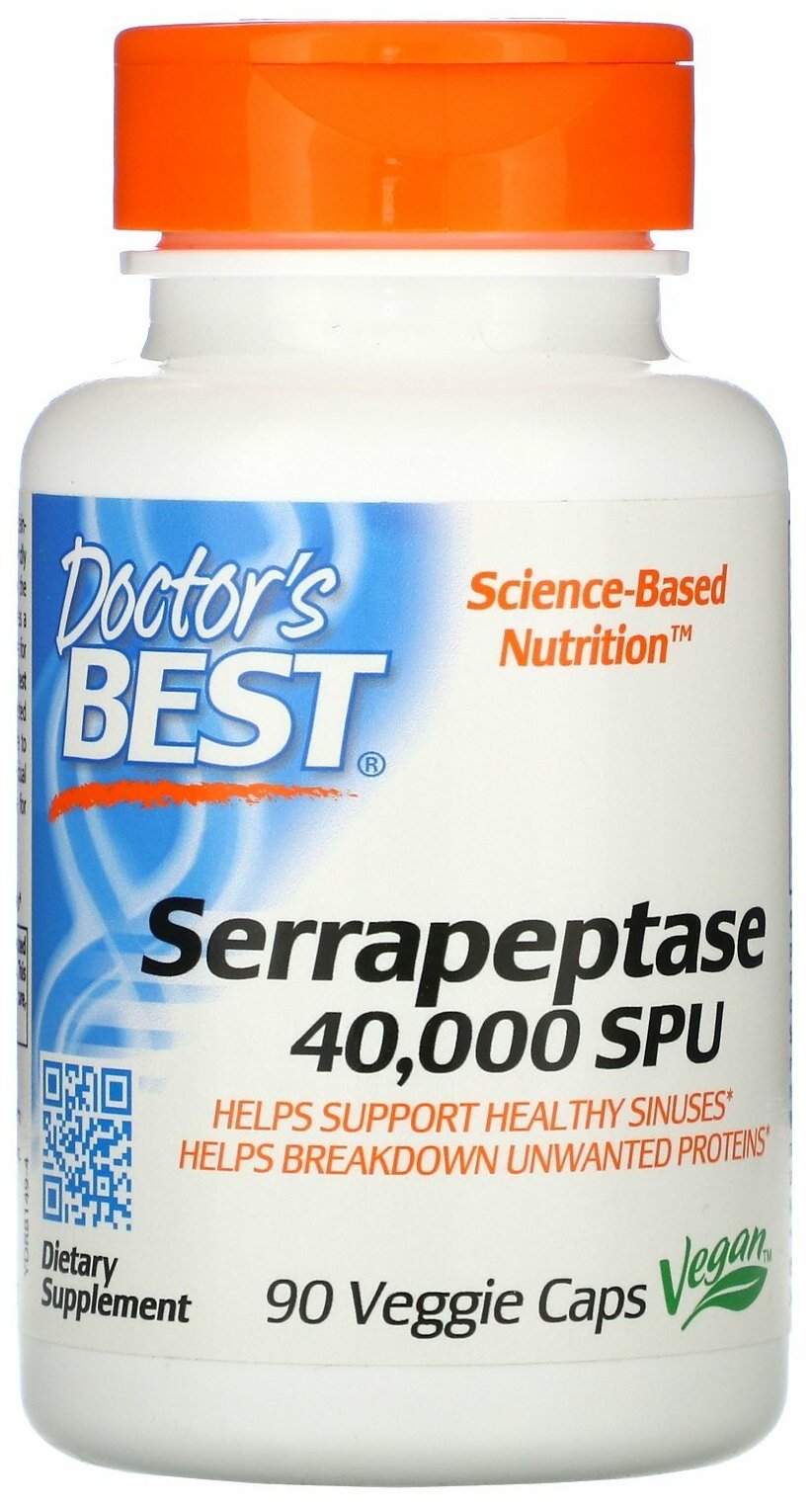 Капсулы Doctor's Best Serrapeptase 40 000 SPU вег., 120 г, 90 шт.