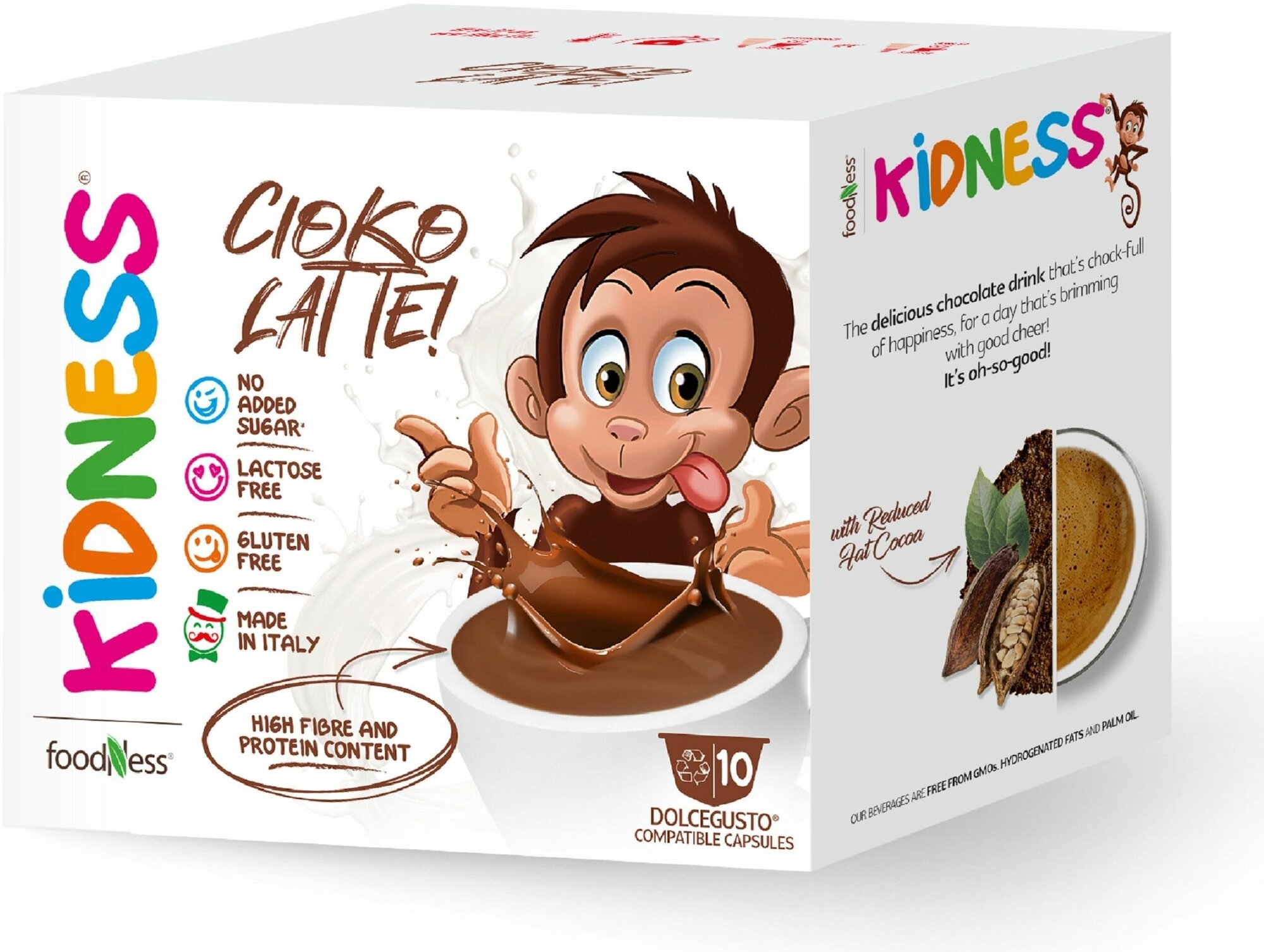 Какао-напиток Kidness Cioko Latte шоколадный в капсулах Dolce Gusto 10шт*16гр(Сделано в Италии) - фотография № 1