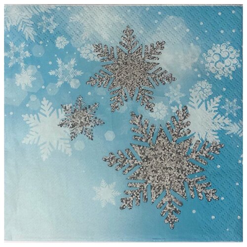 Салфетки бумажные Тишью Пром на Новый год Снежинки на морозе, 33 см, 12 шт.