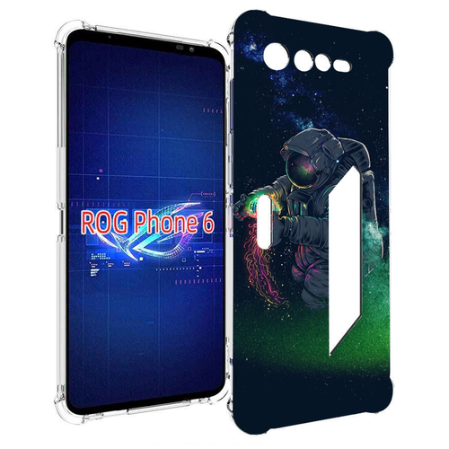 Чехол MyPads космонавт-с-оружием-арты для Asus ROG Phone 6 задняя-панель-накладка-бампер