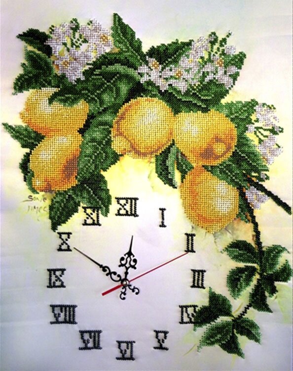 Набор вышивки бисером "Часы с лимонами" FeDi 32x40 см