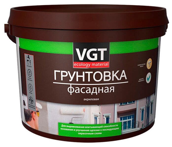 фото VGT ВД-АК-0301 грунтовка фасадная акриловая для наружных работ (10кг)