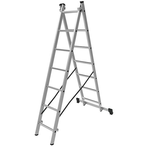 Лестница алюминиевая трансформер двухсекционная 7 ступеней Новая высота бытовая