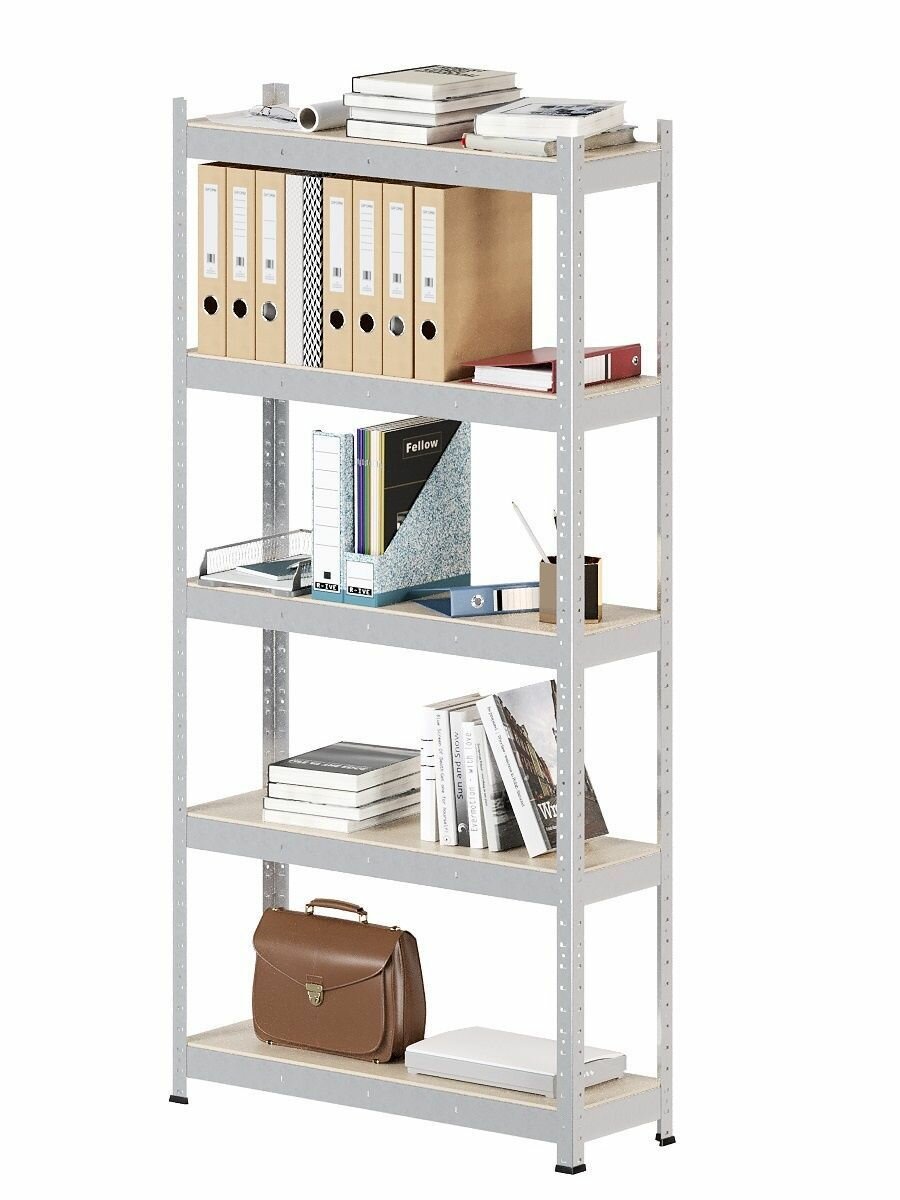 фото Стеллаж металлический HIT BOARD 760х1520х300/5 полок МДФ, оцинкованный, 76х30х152 см