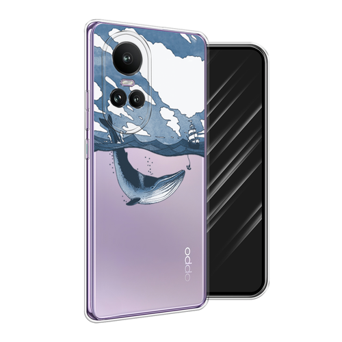 Силиконовый чехол на Oppo Reno 10 (Global) / Оппо Рено 10 Глобал Большой кит, прозрачный силиконовый чехол на oppo reno 10 global оппо рено 10 глобал загрузка творения прозрачный