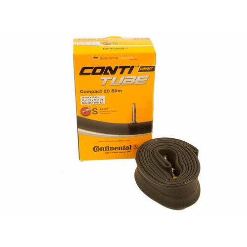 Камера велосипедная Continental compact 20 slim, 28-406 / 32-451, s42 камера велосипедная xlc inner tube 20 x 1 5 2 5 40 62 406 pv 32mm