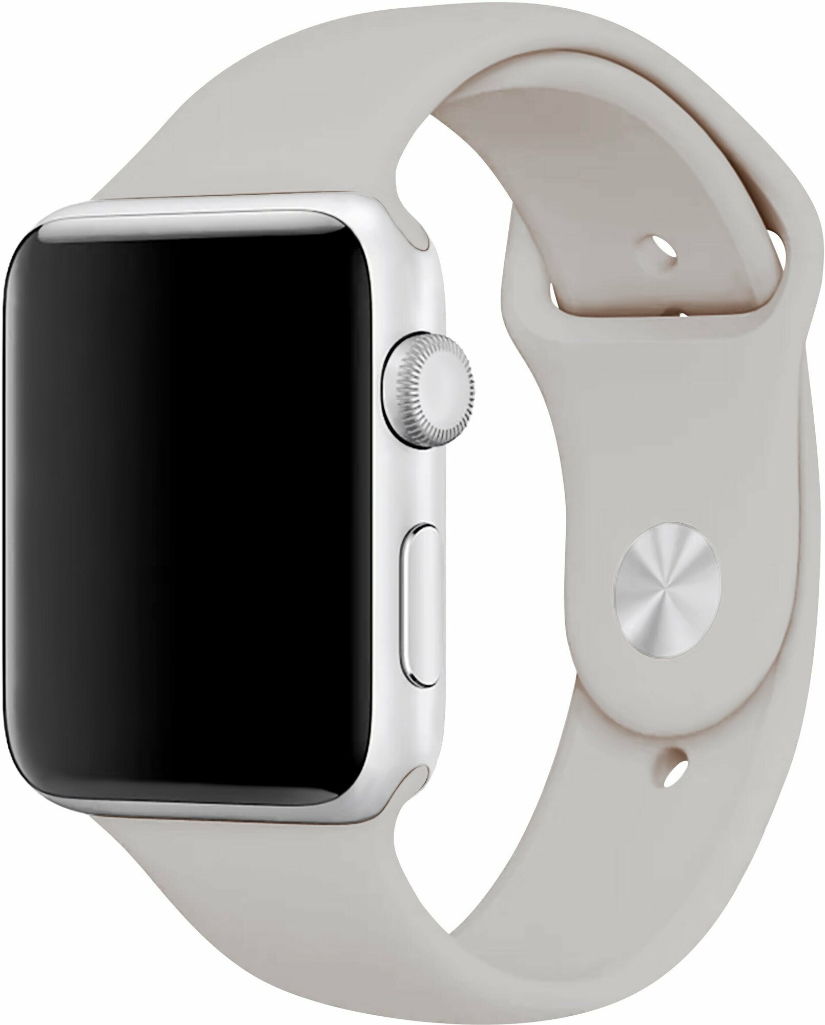 Силиконовый ремешок на Apple Watch 1-9, SE, Ultra 42, 44, 45, 49 мм / Сменный браслет на смарт часы Эпл Вотч 1-9, СЕ, Ультра / Светло-серый