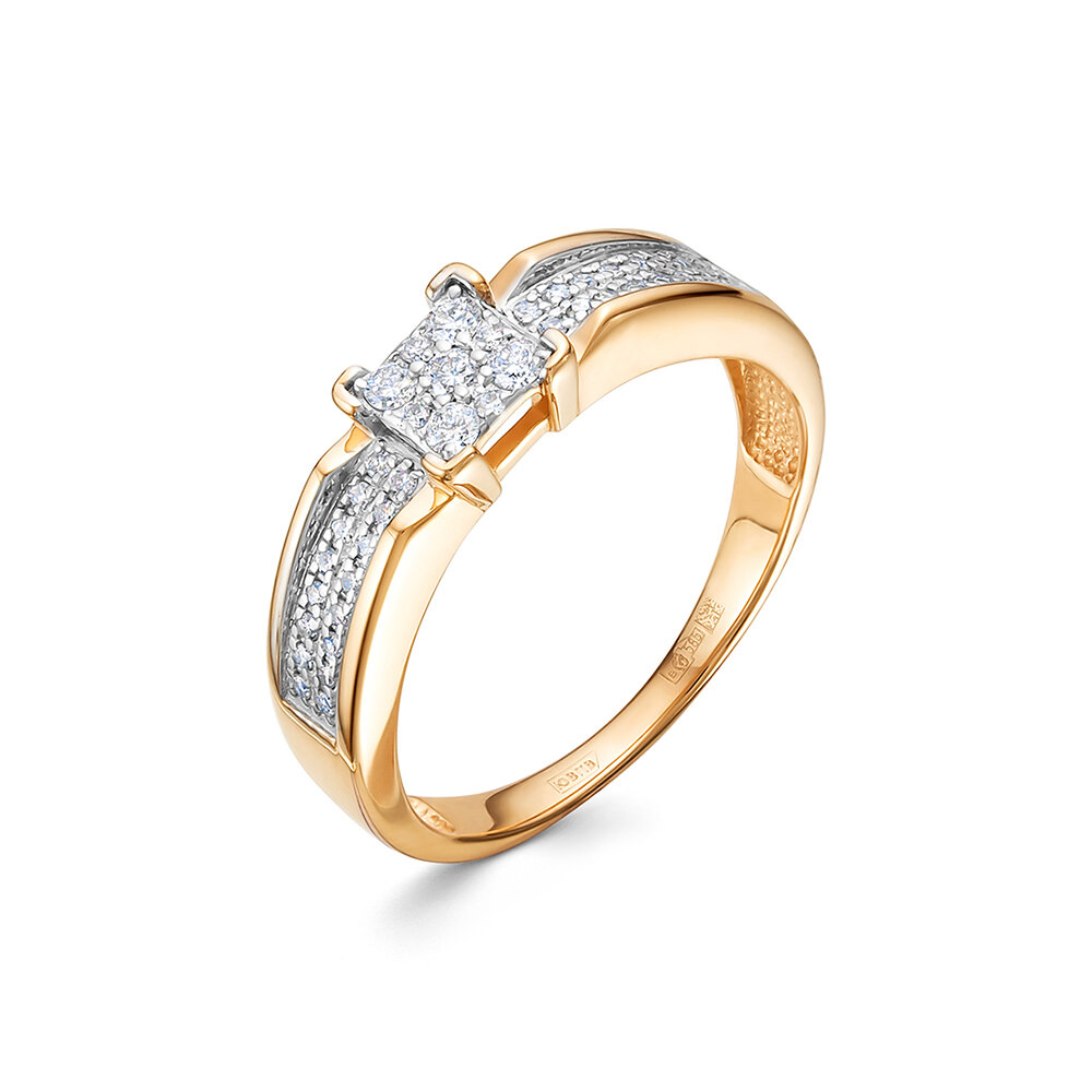 Кольцо Vesna jewelry, красное золото, 585 проба, родирование, бриллиант