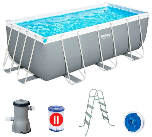 Каркасный бассейн Bestway Power Steel 56241 56456  412x201x122 см  фильтр лестница 