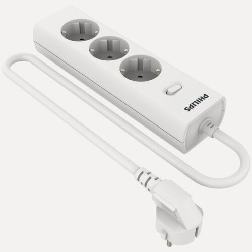 Изображение товара Сетевой фильтр Philips 3 Розетки, кабель - 2M белый