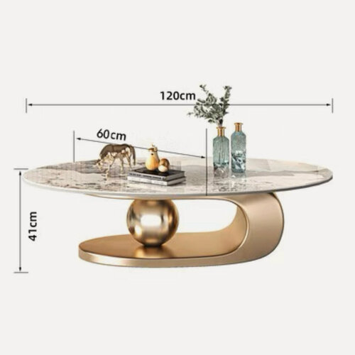 Изображение товара Журнальные столики Soleil (один столик / золотое основание / столешница с рисунком / 120см)