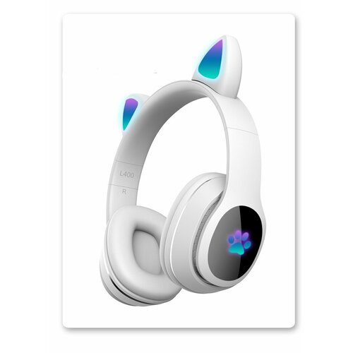 Наушники с ушками беспроводные Cat ear - L400 блютуз mp3 плееррадиоsd карта белые 289000₽
