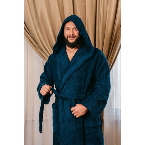фото Халат bio-textiles, размер 44-46, темно-синий