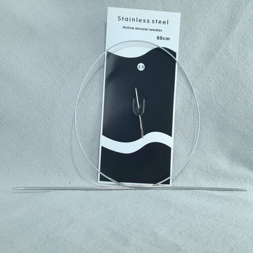 Спицы круговые на тросике Stainless steel с иглой в комплекте- диаметр 25 мм длина 60 см 185₽