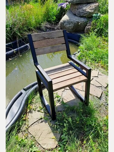 Изображение товара Стул садовый Loft Mebel "LM", дерево/металл, цвет черный муар и сосна