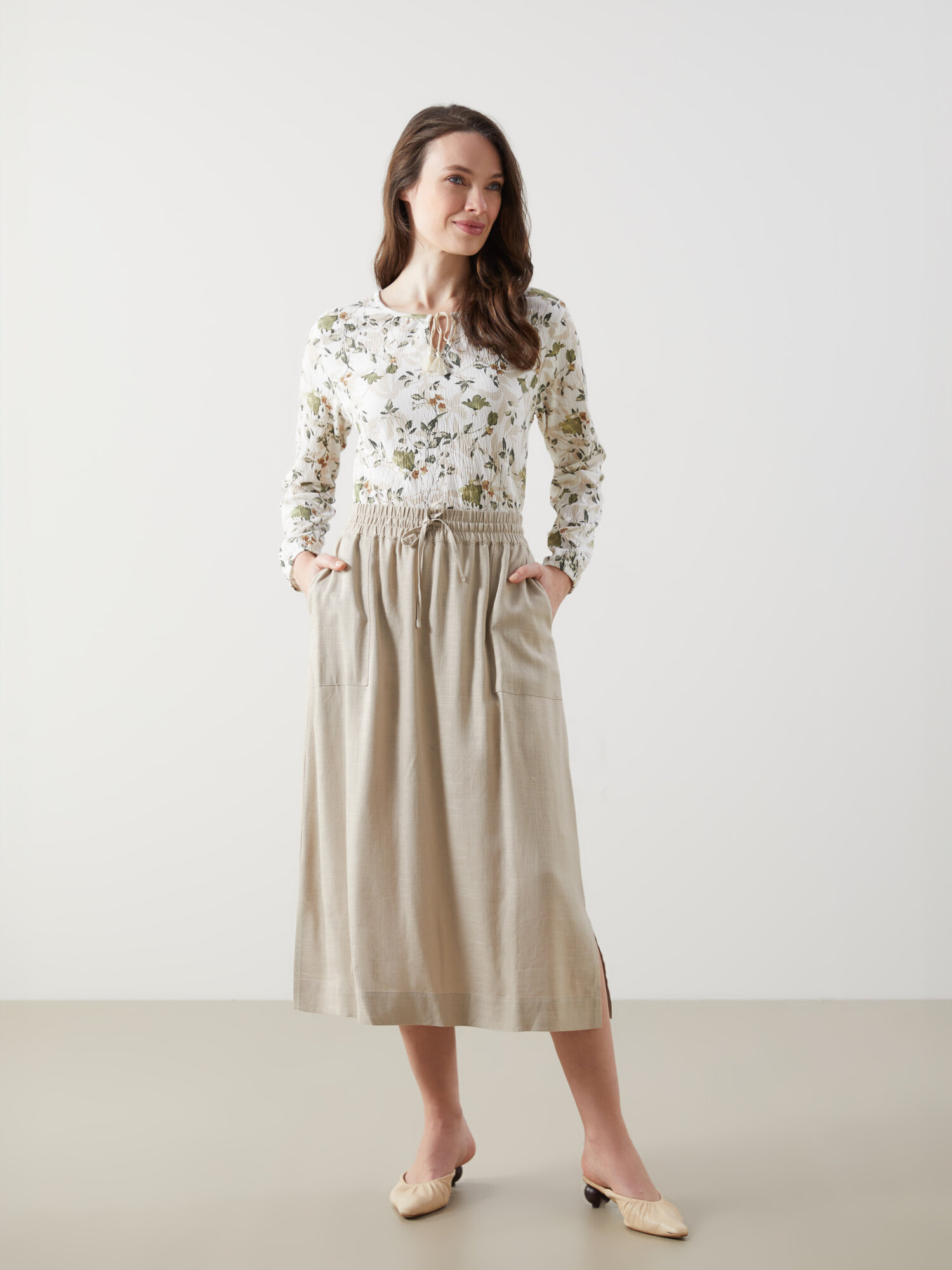 Юбка LC Waikiki, размер 48, beige