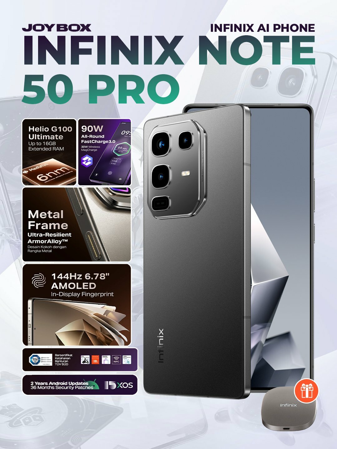 Смартфон Infinix Note 50 Pro, Android 15, камера 50 Мп, 12ГБ/256ГБ, экран 6,78"