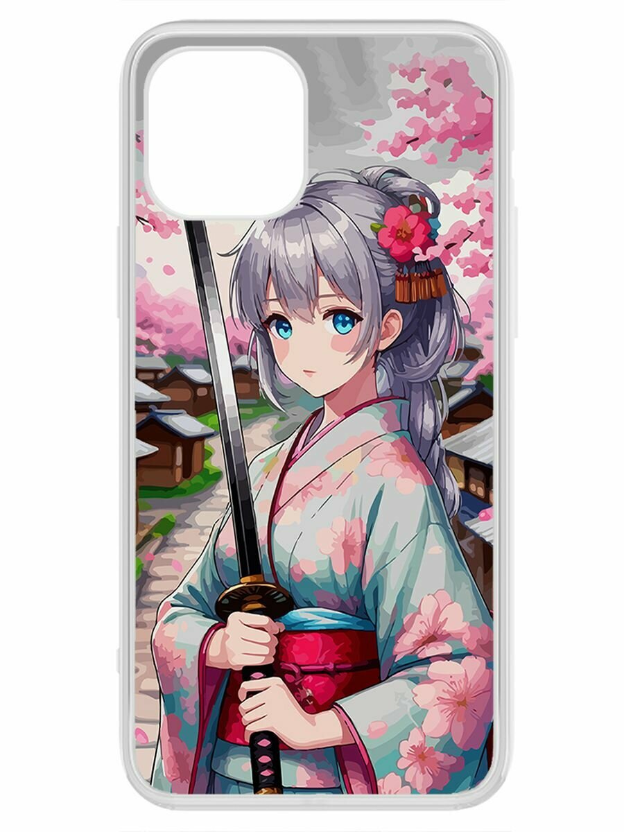 Чехол-накладка Krutoff Clear Case Сакура-сан для iPhone 12 Pro Max