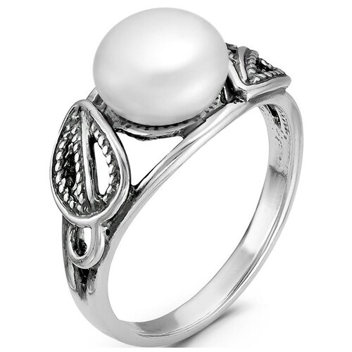 Перстень Красная Пресня, серебро, 925 проба, чернение, оксидирование, жемчуг культивированный, размер 18 ожерелье женское из серебра 925 пробы с жемчугом
