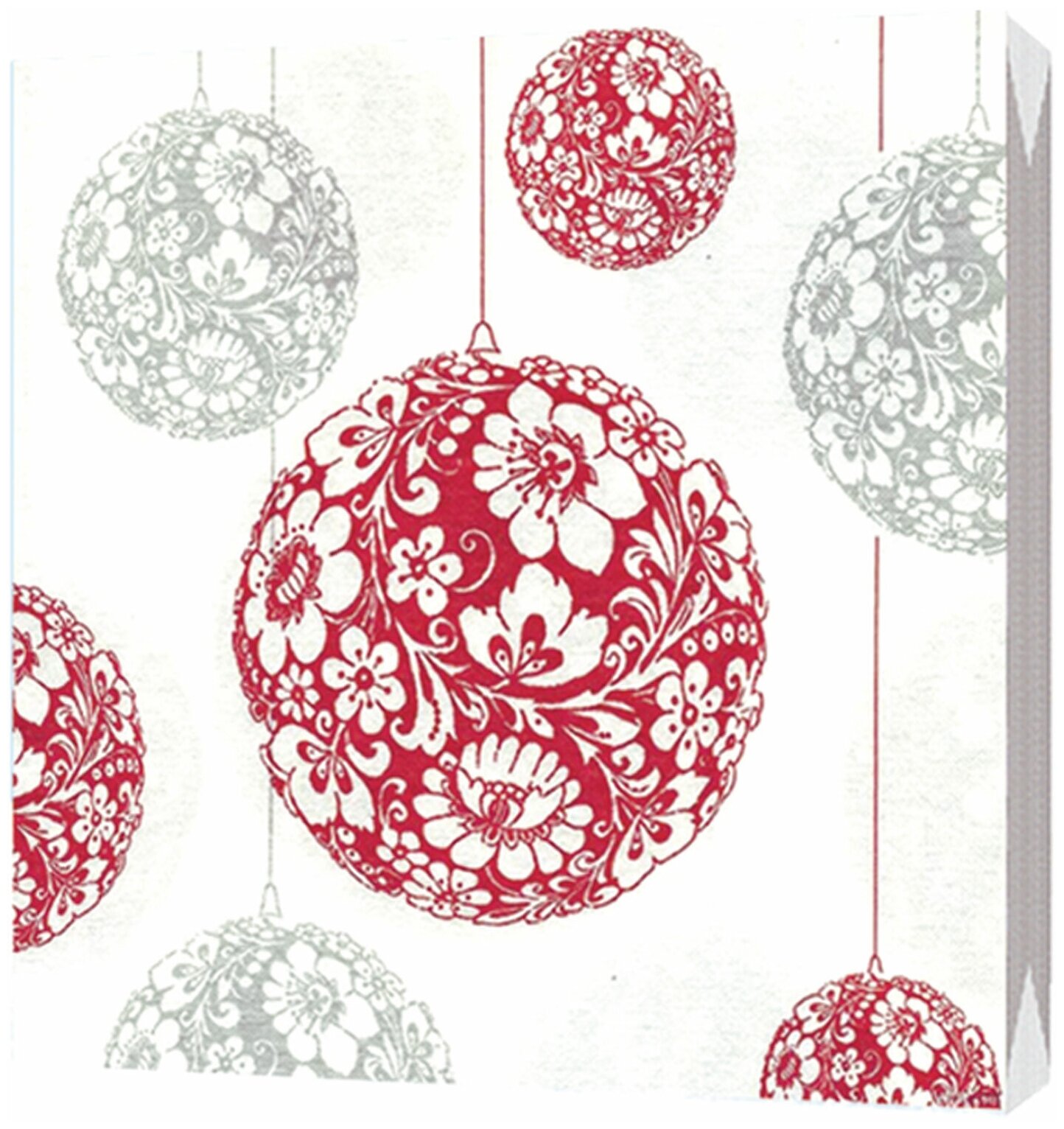 Салфетки трехслойные "Новогодние шары красные NEW", 33*30 см, 20 шт, Bulgaree Green