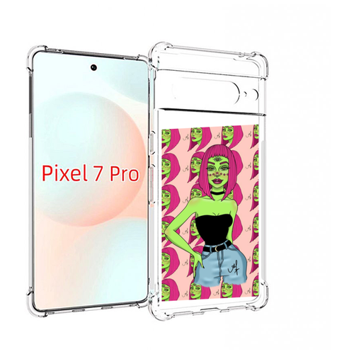 Чехол MyPads зеленая-девушка-с-глазом женский для Google Pixel 7 Pro задняя-панель-накладка-бампер