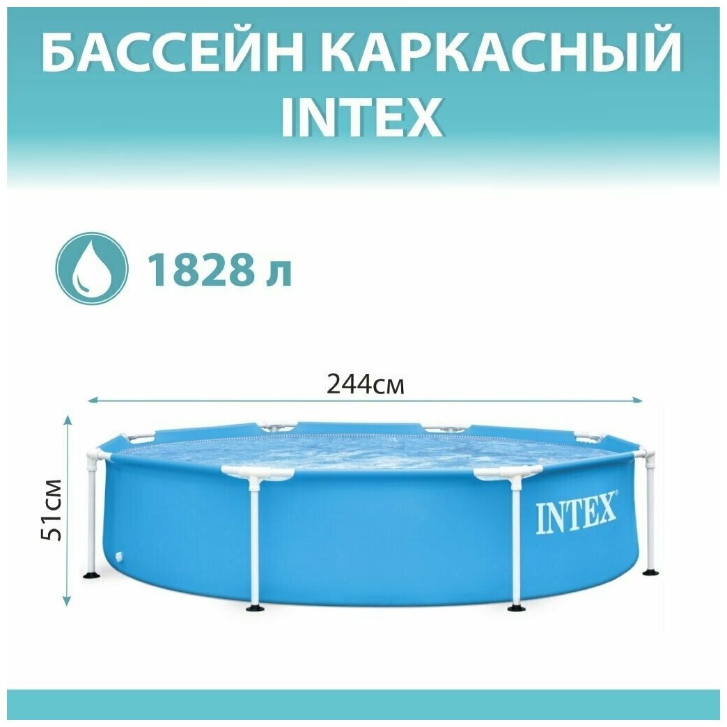 Бассейн каркасный Intex, 244х51 см, Metal Frame, 1828 л